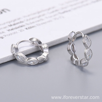 Earrings Rhodium Plating 925 Silver Circle Hoop Earrings